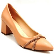 Resim Prego Oc Shoes Kalın Topuklu Taş Biye Desenlik Kadın Ayakkabı Nut D8988 N Nut 
