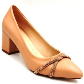 Resim Prego Oc Shoes Kalın Topuklu Taş Biye Desenlik Kadın Ayakkabı Nut D8988 N Nut 