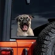 Resim Arabalar, Kamyonlar, Laptoplar vb. için Uygun Eğlenceli 3D Pug Vinil Çıkartmalar - Dayanıklı, Camlara, Tamponlara, Duvarlara ve Daha Fazlasına Kolayca Uygulanabilir 