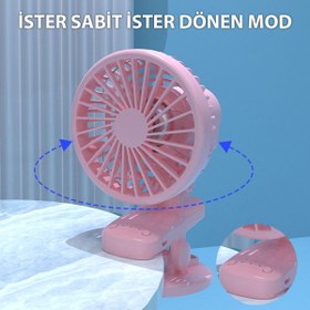 Resim Techmaster 3 Kademe Şarjlı Mandallı 120° Taşınabilir Fan Vantilatör F02 