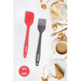 Resim Spatula ve Fırça Seti, Isıya Dayanıklı Yanmaz Yapışmaz Silikon Spatula ve Yumurta Fırçası Set Renkli 