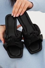 Resim Moda Devrin Siyah Bağlı Kadın Terlik Dış Mekan Ve Ev Terliği 