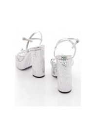 Resim Dgn 44 Kadin Platform Topuklu Ayakkabi Gümüş Yılan 