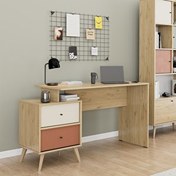 Resim Adore Mobilya Tiffany 2 Çekmeceli Çalışma Masası-Florida Meşe/Karışık Renk 129x75x55 CM 