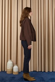 Resim Loreen Kadın Apoletli Kısa Trençkot - 20701CKT - BROWN 