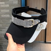 Resim Kadınlar için Bahar/Yaz Açık Üstlikli Şapka, Taşlı Tokalı Ayarlanabilir Nefes Alabilen Polyester Fedora Tarzı Şapka, Dış Mekan Seyahat ve Yürüyüş için Rahat Başlık | Parlayan Şapka | Polyester Şapka 
