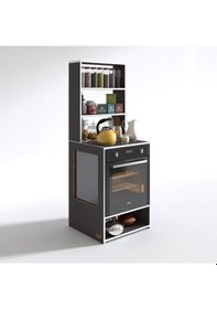 Resim Kenzlife ankastre fırın dolabı ismihan gri 165*60*56 mutfak raflı 