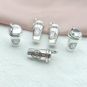 Resim 5 adet Antik Gümüş 3D Kahve Bardağı Şanslar Kolye Bilezik Anahtarlık DIY El Yapımı Aksesuarlar için - Çinko Alaşımlı 