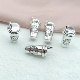 Resim 5 adet Antik Gümüş 3D Kahve Bardağı Şanslar Kolye Bilezik Anahtarlık DIY El Yapımı Aksesuarlar için - Çinko Alaşımlı 