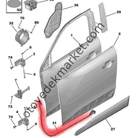 Resim Peugeot 2008 (2020-2023) Sağ Ön Kapı Lastik Fitili (Orijinal) 