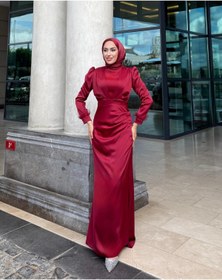 Resim modadeywearst Kolları Püsküllü Saten Tesettür Abiye 