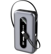 Resim Lenyes Px1002d Dijital Göstergeli Teleskopik Type-c Ve Lightning Kablolu Powerbank 35w 10.000mah Gri 