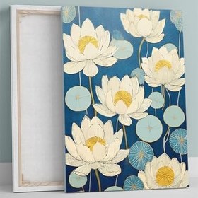 Resim Postermanya Blue Lotus, Mavi Nilüfer Çiçeği, Çizim Sanatı Kanvas Tablo - Tuval Tablo 