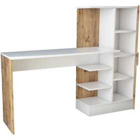 Resim Robinhome Robin Home Arthur Kitaplıklı Çalışma Masası Çam Beyaz (468193255) Kahverengi 