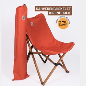 Resim Bag The Joy Ahşap Katlanır Kahverengi İskelet Kiremit Kamp ve Bahçe Sandalyesi 