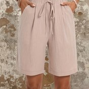 Resim Kadınların Şık Tek Renk Şort - Hafif Mavi, Polyester, Yaz Tarzı, Kordonlu Bel, Dokuma Kumaş, 120 g/m², Casual Yaz Giyim|Şık Şort|Dokuma Doku 