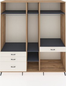 Resim Kronos Dolap 7 Raflı 4 Çekmeceli 3 Askılı 220x59x243 Çam-antrasit/aytaşı Antrasıt/aytası 