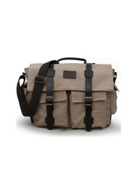 Resim Dark Cotton 7238 Suya Dayanıklı Kanvas Postacı Çantası - 15.6 İnç Laptop Bölmeli Vintage Omuz Çantası Krem 