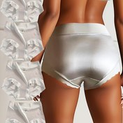 Resim 4 adet Yüksek Bel Saten Külot, Yelek Trim, Yumuşak ve Esnek Düz Renk Kadın İç Giyim Seti, Üçgen Şekilli Külotlar Günlük Giyim İçin, Orta Destek - Sevgililer Günü İçin İdeal 