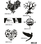 Resim Kamp Ve Doğa 6 Adet Geçici Dövme Şablonu Spreysiz Sadece Stencil 