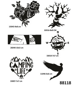 Resim Kamp Ve Doğa 6 Adet Geçici Dövme Şablonu Spreysiz Sadece Stencil 