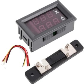 Resim 0.28 Inç 0-100V 50A Çift LED Voltmetre ve Ampermetre Seti 