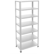 Resim RafBurada 7 Katlı Galvaniz Çelik Raf - Depo, Arşiv, Kiler, Dosya, Market Rafı 31x93 Cm-200 Cm-1.00 Mm 