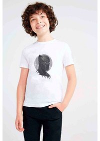 Resim Tshirthane Black Panther Baskılı Unisex Çocuk Beyaz T-Shirt 