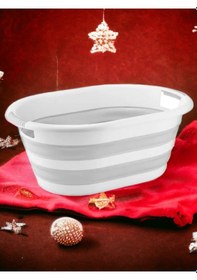 Resim Vera Bath Katlanır Çamaşır Sepeti Magic Akordeon Katlanır Çamaşır Selesi Beyaz-gri 