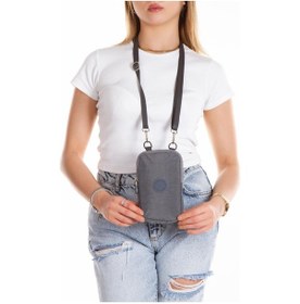 Resim Newish Polo Suya Dayanıklı Krinkıl Kumaş Gri Kadın Çapraz Omuz Ve Bel Çantası - Kadın Gri 