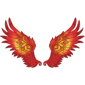 Resim Sticker Fabrikası Alevli Kanat Sticker 12 x 14 cm Renkli 