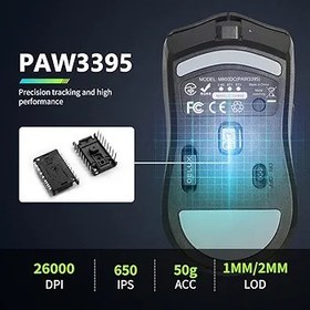 Resim DELUX M800Pro Oyun faresi kablosuz, PAW3395 sensörlü 26000DPI ile, üç modlu, Huano pembe şalter, 80 saat pil, 72 g hafif 