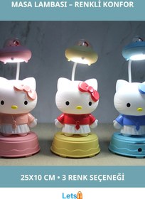 Resim Letsii Sevimli Hello Kitty Masa Lambası 25x10 cm 3 Renk Seçeneği 