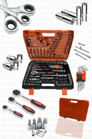 Resim chrome 151 Parça Yüksek Karbon Çelik Lokma Takımı Seti Alet Çantası Profesyonel 