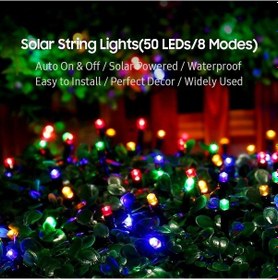 Resim Pazly 50 Led Güneş Enerjili Peri Işıkları, 8 Modlu, Su Geçirmez, Açık Hava Dekorasyon Işıkları 
