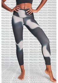Resim Nike Yoga 7/8 High Rise Leggings Yüksek Belli Dijital Baskı Toparlayıcı Tayt Siyah Batik Siyah 