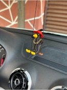 Resim 3dbaydesign Altın Zincirli Sallanan Şapkalı Ördek Yeni Trend Dikiz Ayna Süsü (siyah Sarı Kırmızı ) 