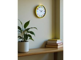 Resim Akıllı Durak 36 cm Sarı Çocuk Odası Duvar Saati 