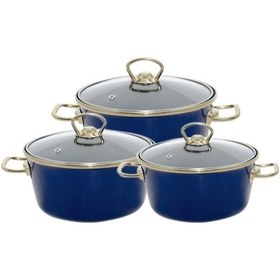 Resim Tantitoni Lacivert Gold Emaye Tencere Seti 6 Parça 