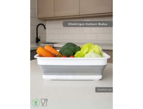 Resim Katlanır Badya - Akordiyon Katlanabilir Dikdörtgen Kova | 8 L - Beyaz/gri - Bpa Free 