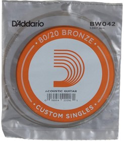Resim Hype Store D'Addario Bw042 Akustik Tek Tel, 80/20 Bronze Wound, 042, (La) Pak 