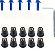 Resim Hightower M5x16mm 10 Adet Lastik Perçin Somunu - Honda Suzuki Yamaha Kawasaki Motosiklet İçin Mavi 