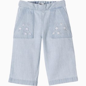 Resim Kids Çiçek İşlemeli Kot Kız Bebek Pantolon - Mavi / 9 Ay 