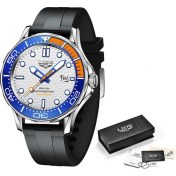 Resim Hanyang Mavi Turuncu 2022 Yeni Lıge Erkek Saatler Lüks Silikon Kayış Spor Su Geçirmez Kuvars Kol Saati Erkek Moda Dönen Çerçeve Tarih Izle (Yurt Dışından) 