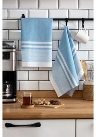 Resim 45x65, 2'li Kurulama Bezi, %100 Pamuk Yüksek Su Emici Mavi 