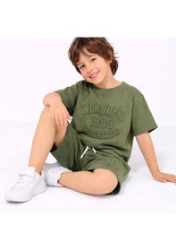 Resim Miniko Kids Erkek Çocuk Kabartma Modelli Pamuk Şortlu Takım Yeşil 