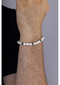 Resim Gümüş Pazarım Kapsül Kesim Beyaz Ceyt Taşı Erkek Doğal Taş Bileklik Diğer 