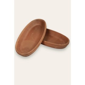 Resim Iki Adet 27X13X4 cm Oval Toprak Balık Güveci, Şık ve Dayanıklı Pişirme Tavası 
