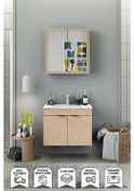 Resim Biani Fix Loft 75 Cm Banyo Dolabı,Seramik Lavabolu, Aynalı,Lavabo Dahil,Mdf,Aybe Bej 