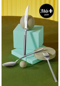 Resim Karaca 316 Elegance Nil Platin 12 Kişilik 84 Parça Çatal Kaşık Bıçak Takımı 